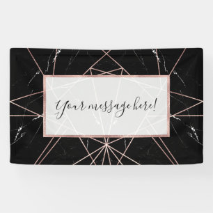 Modern Geometric Rose Gold Marble Triangles Banner