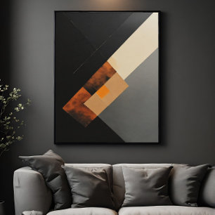 Modern Geometric Rust and Black Textured Poster