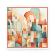 Modern Geometric Rust Turquoise Peach Teal