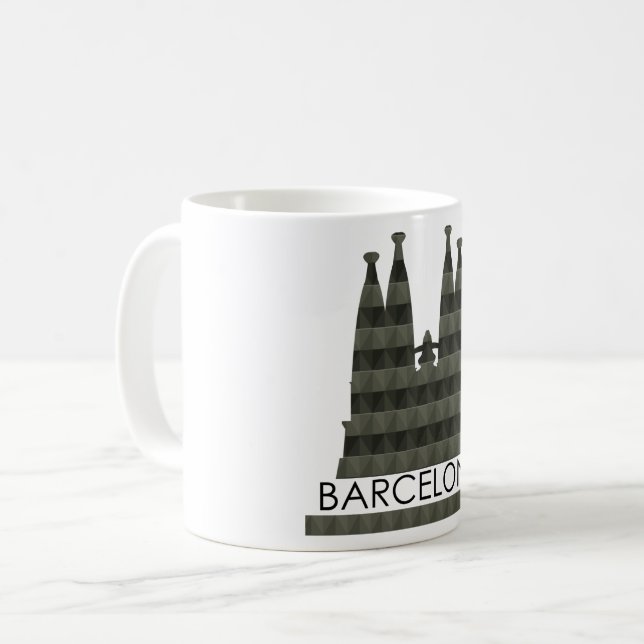 Modern Geometric Sagrada Familia Barcelona Skyline Coffee Mug (Front Left)