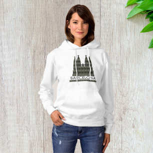 Modern Geometric Sagrada Familia Barcelona Skyline Hoodie