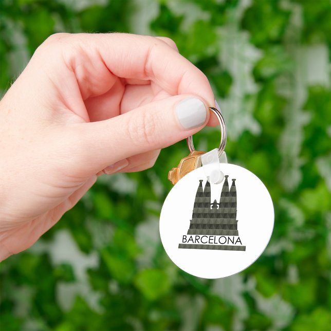 Modern Geometric Sagrada Familia Barcelona Skyline Key Ring (Creator Uploaded)