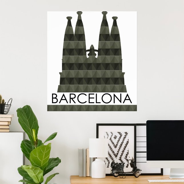 Modern Geometric Sagrada Familia Barcelona Skyline Poster (Creator Uploaded)