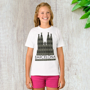 Modern Geometric Sagrada Familia Barcelona Skyline T-Shirt