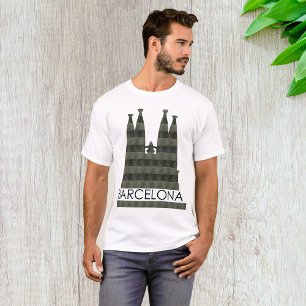 Modern Geometric Sagrada Familia Barcelona Skyline T-Shirt