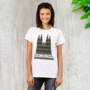 Modern Geometric Sagrada Familia Barcelona Skyline T-Shirt