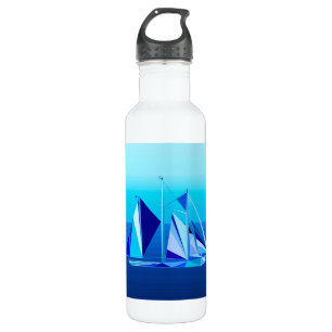 Modern Geometric Sailboat / Yacht, Cobalt Blue 710 Ml Water Bottle