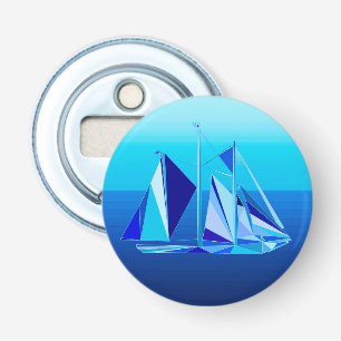 Modern Geometric Sailboat / Yacht, Cobalt Blue Bottle Opener