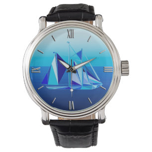 Modern Geometric Sailboat / Yacht, Cobalt Blue Watch