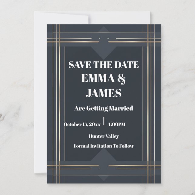 Modern Geometric Save the Date Card (Front)