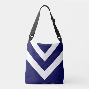 Modern Geometric Shape in Navy Blue & White Crossbody Bag