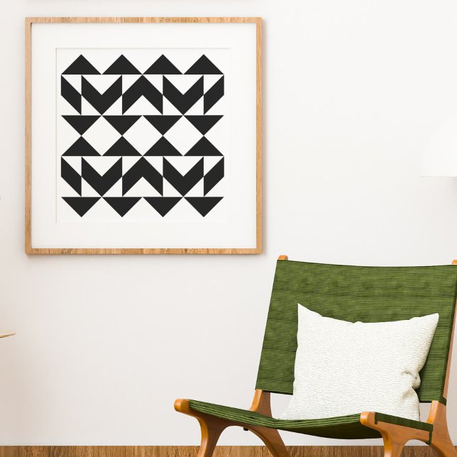 Modern Geometric Shapes Art in Black and White Poster (Creator Uploaded)