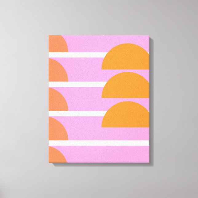 Modern Geometric Shapes Art Pink and Orange Canvas Print (Front)