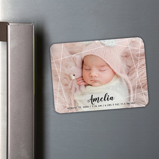 Modern Geometric Shapes Birth Announcement Magnet (Modern Geometric Shapes Birth Announcement Magnet)