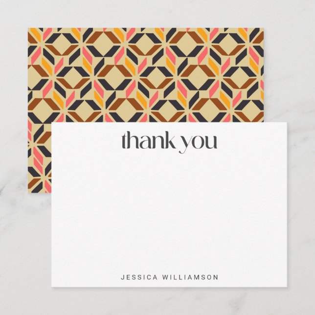 Modern Geometric Shapes Black Yellow Bridal Shower Thank You Card (Front/Back)