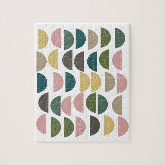 Modern Geometric Shapes in Earthy Pastels Jigsaw Puzzle (Vertical)