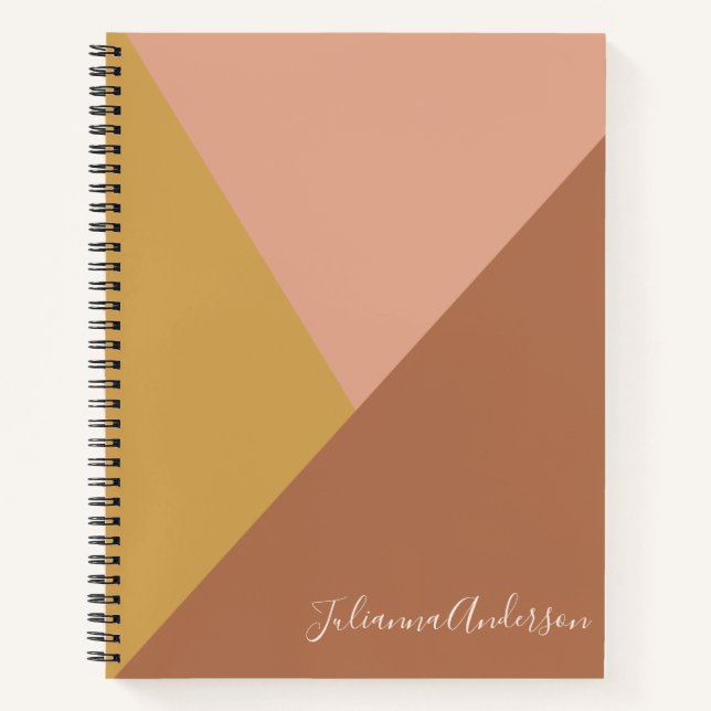 Modern Geometric Shapes in Terracotta Personalised Notebook (Front)