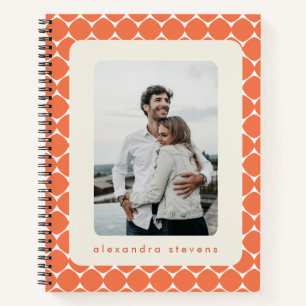 Modern Geometric Shapes Orange Personalised Photo Notebook