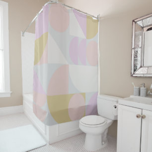 Modern Geometric Shapes Pattern in Winter Pastels Shower Curtain