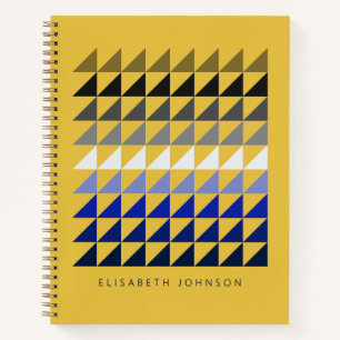 Modern Geometric Shapes Personalised Yellow Notebook