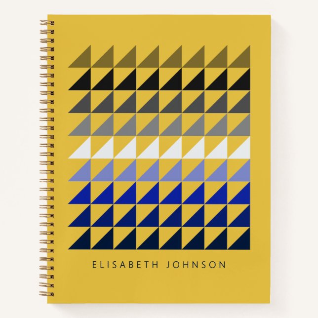 Modern Geometric Shapes Personalised Yellow Notebook (Front)