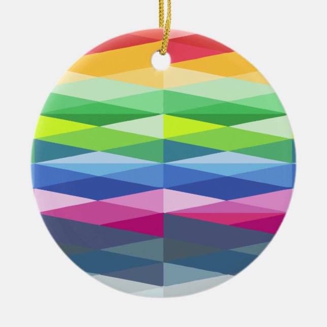 Modern Geometric Shapes Rainbow Pattern Ceramic Tree Decoration (Front)