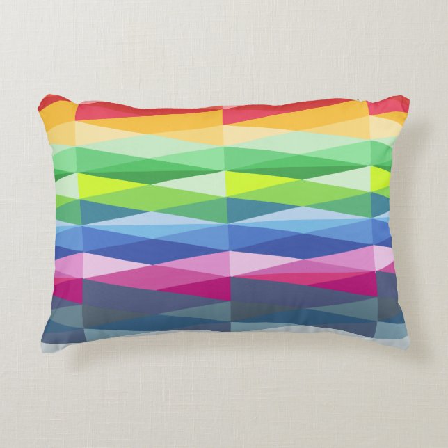 Modern Geometric Shapes Rainbow Pattern Decorative Cushion (Front)