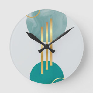 Modern geometric shapes round clock