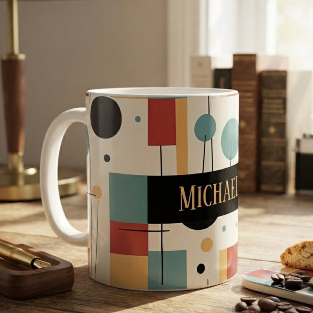 Modern Geometric Shapes With Name Coffee Mug (Creator Uploaded)