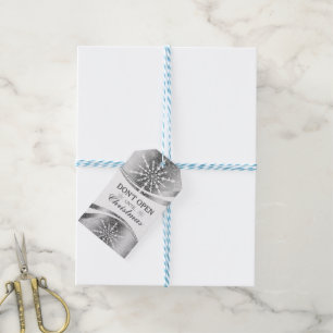 Modern geometric Silver & White Christmas Star Gift Tags