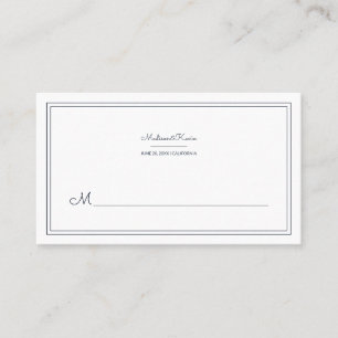 Modern Geometric   Simple Blue Wedding Place Card