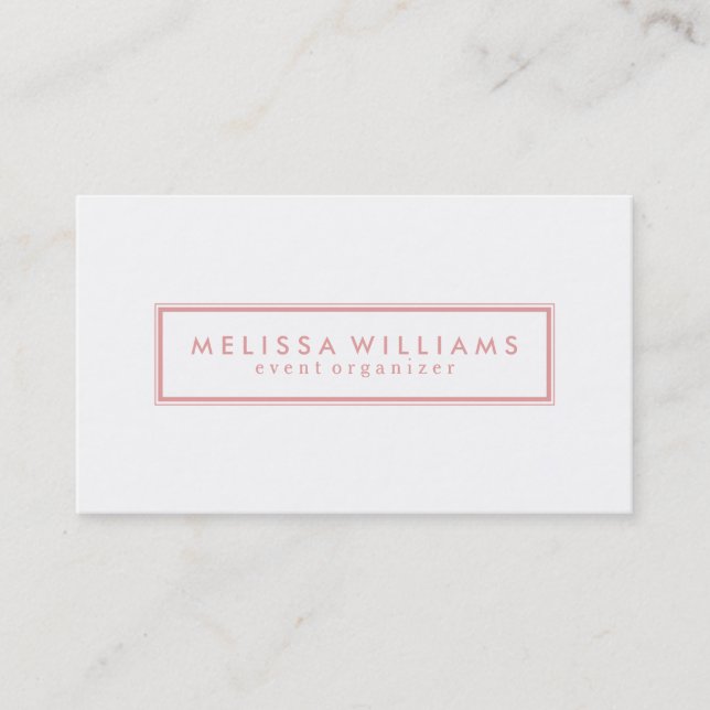 Modern Geometric Simple Pink And White Business Card (Front)