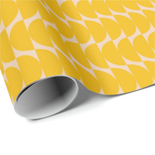 Modern Geometric Simple Shapes Pattern Yellow Wrapping Paper