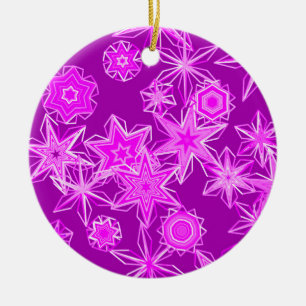 Modern Geometric Snowflakes, Amethyst Purple Ceramic Tree Decoration
