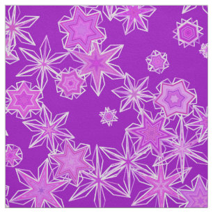 Modern Geometric Snowflakes, Amethyst Purple Fabric