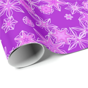 Modern Geometric Snowflakes, Amethyst Purple Wrapping Paper