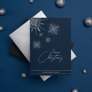 Modern Geometric Snowflakes Custom Christmas Holiday Card