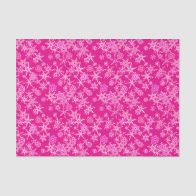 Modern Geometric Snowflakes, Deep Fuchsia Pink Tissue Paper (Front)