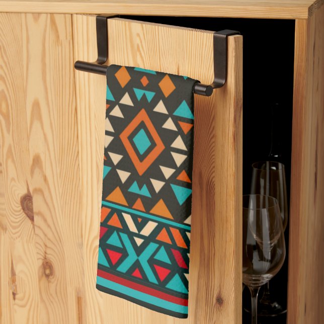 Modern Geometric Southwest Style Tea Towel (Thirds Fold)