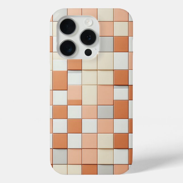 Modern Geometric Square Case - Terracotta, Cream  (Back)