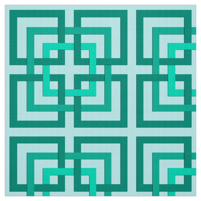 Modern Geometric Squares, Aqua and Turquoise Fabric (Swatch)