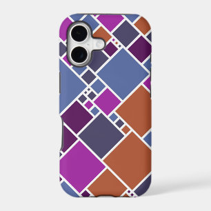 Modern Geometric Squares Brown Purple Grey