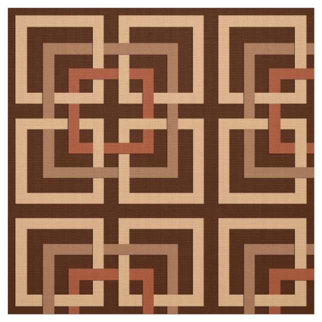 Modern Geometric Squares, Chocolate Brown and Tan Fabric (Swatch)