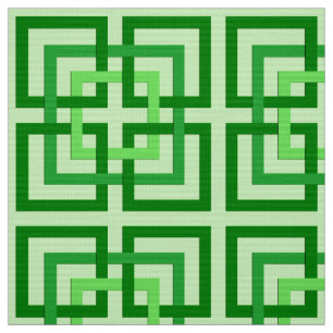 Modern Geometric Squares, Mint Green and Emerald Fabric