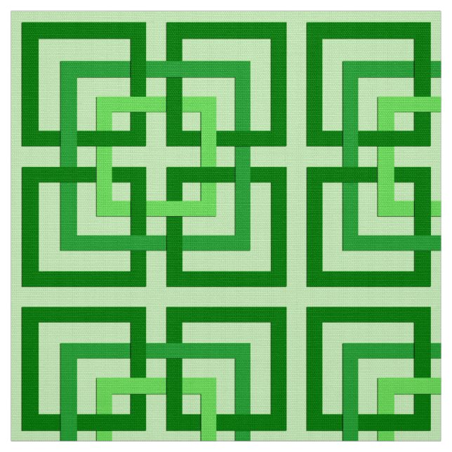 Modern Geometric Squares, Mint Green and Emerald Fabric (Swatch)