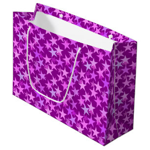 Modern Geometric Stars, Amethyst Purple and Orchid Large Gift Bag