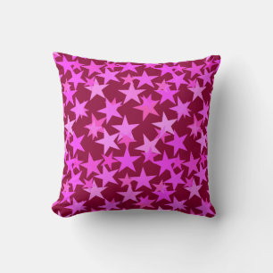 Modern Geometric Stars, Burgundy Wine and Pink Cushion