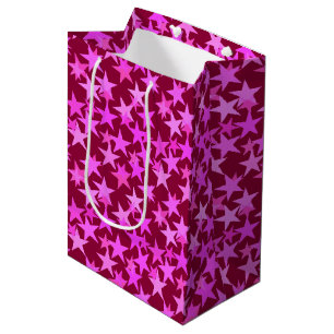 Modern Geometric Stars, Burgundy Wine and Pink Medium Gift Bag