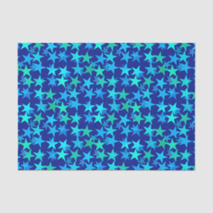 Modern Geometric Stars, Cobalt Blue and Turquoise Tissue Paper