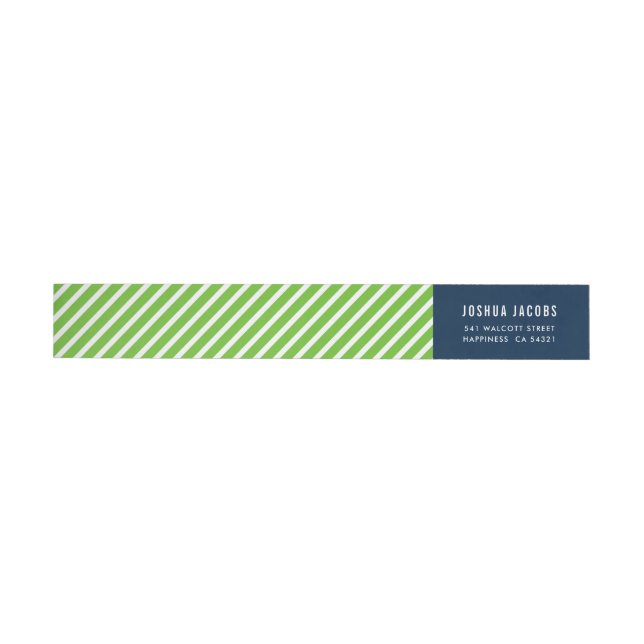MODERN GEOMETRIC stripe trendy nfl green navy blue Wrap Around Label (Individual)